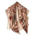 Elegant silk wool triangular scarf with vintage forest animal print for luxury styling - Tribal Print
