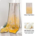 Elegant yellow floral patterned 100% mulberry silk scarf for women with lightweight drape - Yellow Branches (9601-1) / 42x160cm