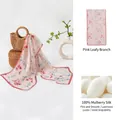 Πολυτελές ροζ μεταξωτό μαντήλι μουριάς με λεπτό floral σχέδιο για γυναικεία αξεσουάρ - Ροζ Κλαδιά (9598-1) / 42x160cm