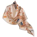 Elegant mulberry silk scarf with watercolor autumn leaf print design - 55x170cm / Falling Leaves (FHZ25-9589-1)