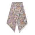 Elegant double-sided paisley print silk-wool twilly scarf in lavender and light blue - 140*25cm / Blue Purple Paisley Style (FHZ25-90253-1)