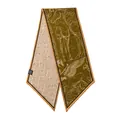 Élégant foulard en soie double face vert olive avec imprimé cheval et bouts en biais - 140*25cm / Style de Caractères Jaunâtres (FHZ25-90251-1)