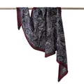 Vintage paisley jacquard silk-wool scarf with elegant scalloped lace edges - Navy Paisley Border (FHZ25-90265-1) / 120*41cm / Navy Blue