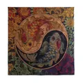 Elegant vintage Chinese mulberry silk scarf with double-sided koi fish yin-yang jacquard pattern - FHZ25-90288-1 Xiangyun Silk Hand-Rolled Good Things in Pairs / 105*105cm