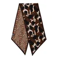 Élégant foulard ruban en soie et laine à imprimé léopard avec design hétérochromatique - 140*25cm / Style Léopard Marron Noir (FHZ25-90255-1)