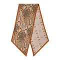Foulard élégant double face en soie avec motif paisley et ruban de bordure orange - 140*25cm / Style à Motif Orange Rétro (FHZ25-90252-1)