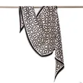 Vintage jacquard silk wool scarf with geometric interlocking pattern in black and white - Black White Graffiti Border (FHZ25-90271-1) / 120*41cm / Black & White Graffiti