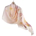 Elegant silk scarf with delicate lotus print for women's elegant styling - 55x170cm / Pale Pink Lotus (FHZ25-9593-1)