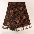 Luxury vintage Chinese style Xiangyun silk jacquard scarf with tassels in black and red - FHZ25-90277-1 Xiangyun Silk - Double-layer Phoenix and Moon / 200*50cm