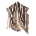 Elegant black and white striped silk wool triangular scarf for women, classic luxury style - Black Blue Wave Pattern