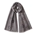 Elegant geometric pattern silk scarf in grey and black tones for high-end gifting - Black / 180x30cm Pieces/Pack