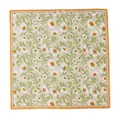 Elegant silk floral square scarf with yellow border for women - Green Daisy