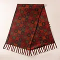 Elegant retro Chinese double-sided jacquard mulberry silk shawl with fringe accents - FHZ25-90278-1 Xiangyun Silk - Double-layer Zodiac / 200*50cm