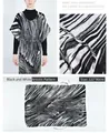 Artistic black and white printed faux cashmere shawl poncho, versatile split wrap, 122x90cm - Black and White Artistic Pattern