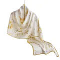 Elegant mulberry silk scarf with yellow floral print, SKU variant view for luxury women's gift - 55x170cm / Pale Yellow Buds (FHZ25-9597-1)