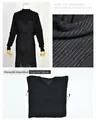Black shawl poncho with metallic silver stripes and v-neck design, size 100x88cm. - Shiny Striped Black