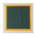 Elegant silk square scarf featuring green polka dots and bold yellow striped borders - 65x65cm / Dark Green Polka Dot Yellow Border (FHZ24-9188-1)
