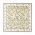 Elegant mulberry silk square scarf featuring a delicate white floral print with green leaves - Border Daisy