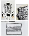 Floral print faux cashmere split poncho shawl in white and black flowers, 137x112cm size - Black Floral Print