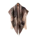 Elegant retro plaid patterned triangle scarf shawl for women in brown and beige tones - 190x82cm / Stripe Grey