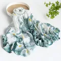 Elegante sciarpa in seta di gelso di lusso con stampa floreale blu per accessorio da donna - 110*190cm / Jacquard Blu Chiaro (FHZ24-9147-1)