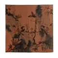 Vintage Chinese style mulberry silk scarf with brown magnolia and butterfly print design - FHZ25-90291-1 Xiangyun Silk - Kapok Blossom / 110*110CM