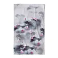 Elegant mulberry silk scarf with traditional Chinese ink wash lotus painting print - Ink Lotus Pond (FHZ24-9123-1) / 50x166cm