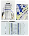 Blue and yellow striped imitation cashmere shawl with elegant tassels, size 137x112cm - Striped with Royal Blue Tassels
