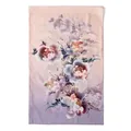 Elegant mulberry silk scarf with traditional Chinese ink peony print, pink purple gradient - Pink Purple Bloom (FHZ24-9124-1) / 50x166cm