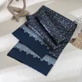 Bufanda de seda de morera para hombre con estampado paisley azul marino, diseño elegante - 25*160cm / Azul Paisley (FHZ24-9155-1)