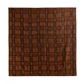 Premium vintage silk shawl featuring intricate orange and brown jacquard floral patterns - 130x130cm / Treasure Floral Pattern