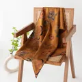 Vintage Chinese style silk scarf with golden floral jacquard pattern draped on a chair - Long Scarf / 175*53cm / Antique Floral (9021-1)
