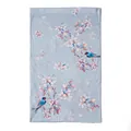 Light blue mulberry silk scarf with floral and bird prints, long gauze shawl for women - Light Blue Birds (FHZ24-9133-1) / 50x166cm