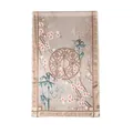 Elegant mulberry silk scarf with traditional Chinese floral and bamboo print pattern - Window Floral Gray (FHZ24-9292-1) / 50x166cm