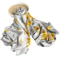 Eleganter Seidenschal mit gelbem Ginkgoblatt-Ölgemälde-Druck auf silbergrauem Grund - Ginkgoblatt Jacquard (FHZ24-9146-1) / 110*190cm