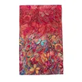 Elegant mulberry silk long scarf featuring a colorful floral and butterfly art print - Crimson Butterfly (FHZ24-9293-1) / 50x166cm
