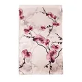 Elegant long silk scarf featuring a pink orchid flower print, luxury summer fashion wrap - Plum Blossom (FHZ24-9294-1) / 50x166cm