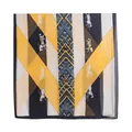 Elegant lightweight scarf with geometric yellow and black color blocks and horse motifs - Orange-Yellow Horse (FH24-5947-1) / 85x180cm