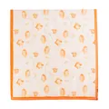 Lightweight floral print silk scarf with elegant orange flower pattern and border - 85x180cm / Orange Tulip