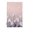 Elegant long pink silk scarf featuring a delicate white tulip floral print for women. - Pink Tulip (FHZ24-9135-1) / 50x166cm