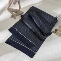 Bufanda de seda para hombre azul marino con patrón geométrico vintage elegante - 25*160cm / Azul en Bloques (FHZ24-9156-1)
