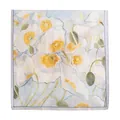 Elegant blue and white floral print silk scarf with artistic poppy patterns for women - Flower Graffiti (FH24-5945-1) / 85x180cm