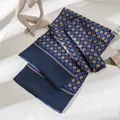Bufanda de seda de lujo para hombre con elegante diseño de diamantes azul y dorado - 25*160cm / Azul Diamante (FHZ24-9151-1)