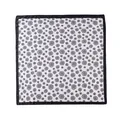 Elegant purple camellia floral square silk scarf for women with black border trim - 90*90cm / Silver Grey Small Rose (FH24-5931-1)