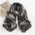 Elegant dark grey floral printed thick imitation cashmere winter scarf shawl for women - 64*180cm / Dark Gray (Pink Dainty Floral Print)