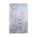 Elegant mulberry silk long scarf featuring a light blue background and peach floral print - 170x55cm / Blue Pink Magnolia (FHZ24-9389-1)