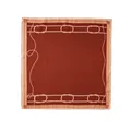 Elegant reddish-brown cotton linen square scarf with nautical rope pattern detail - Rust Red Chain (FH24-5878)