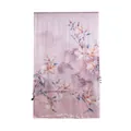 Elegant pink mulberry silk scarf with delicate magnolia and landscape prints for women - 170x55cm / Magnolia Mountain (FHZ24-9507-1)