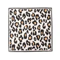 Elegant leopard print faux silk small square scarf neckerchief for women professional wear - Black Rice Cow Print (No. 5875-1)