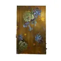 Elegant mulberry silk scarf with floral rose print and butterfly motifs in olive green. - 170x55cm / Emerald Green Peony (FHZ24-9385-1)